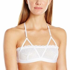 NEW Cosabella Minoa Bridal Stretch Lace Halter Bralette Wirefree Bra 1351 White